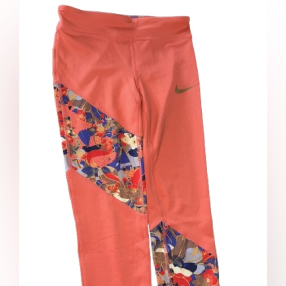 Nike Kids' Coral Leggings with Floral Design low waisted